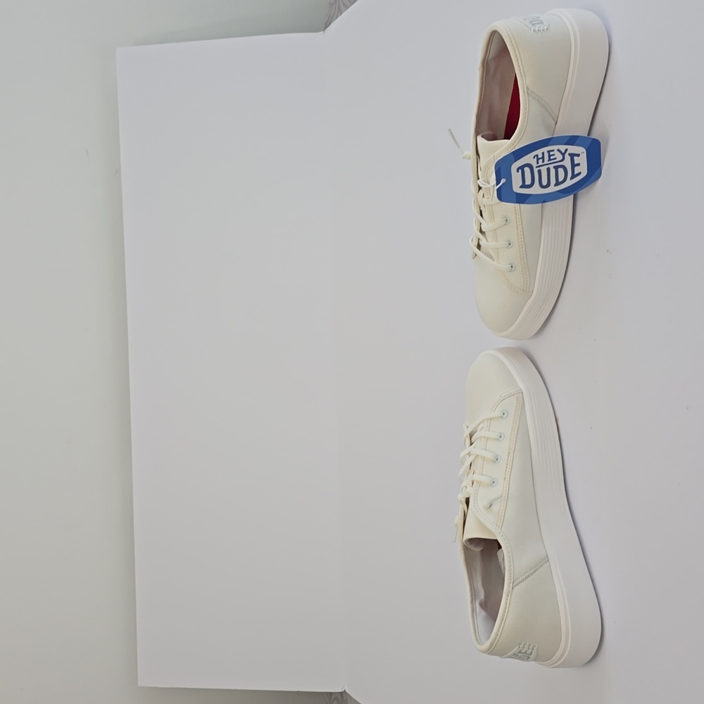 NWT Hey Dude Cody M Canvas White Lace Up Shoes Sneakers Size 9 - Picture 13 of 15